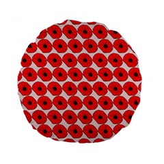 Red Peony Flower Pattern Standard 15  Premium Round Cushions by GardenOfOphir