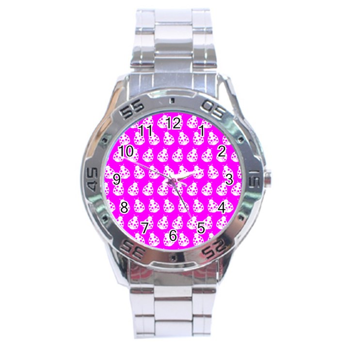 Ladybug Vector Geometric Tile Pattern Stainless Steel Men s Watch