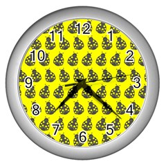 Ladybug Vector Geometric Tile Pattern Wall Clocks (Silver) 