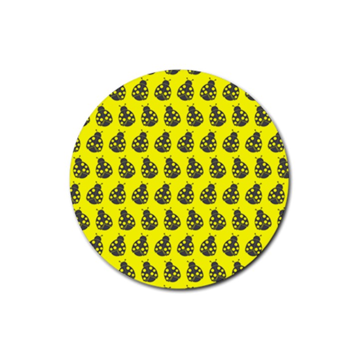 Ladybug Vector Geometric Tile Pattern Rubber Round Coaster (4 pack) 