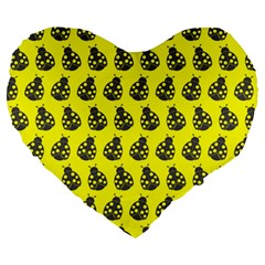 Ladybug Vector Geometric Tile Pattern Large 19  Premium Heart Shape Cushions