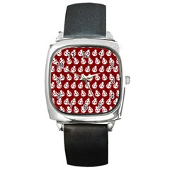 Ladybug Vector Geometric Tile Pattern Square Metal Watches by GardenOfOphir