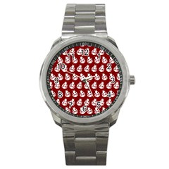 Ladybug Vector Geometric Tile Pattern Sport Metal Watches by GardenOfOphir