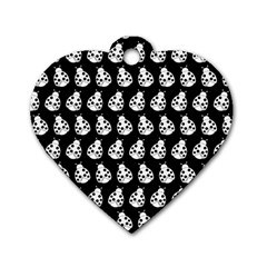 Ladybug Vector Geometric Tile Pattern Dog Tag Heart (one Side) by GardenOfOphir