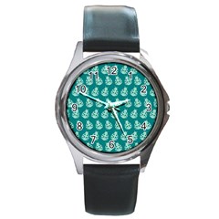 Ladybug Vector Geometric Tile Pattern Round Metal Watches