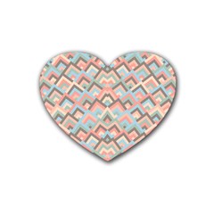 Trendy Chic Modern Chevron Pattern Rubber Coaster (heart)  by GardenOfOphir