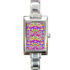 Colorful Trendy Chic Modern Chevron Pattern Rectangle Italian Charm Watches