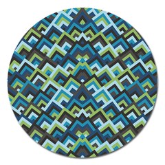 Trendy Chic Modern Chevron Pattern Magnet 5  (round) by GardenOfOphir