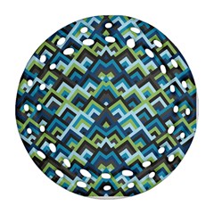 Trendy Chic Modern Chevron Pattern Ornament (round Filigree)  by GardenOfOphir