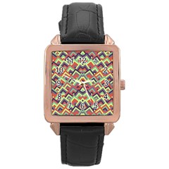 Trendy Chic Modern Chevron Pattern Rose Gold Watches