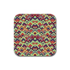 Trendy Chic Modern Chevron Pattern Rubber Square Coaster (4 Pack)  by GardenOfOphir