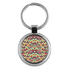 Trendy Chic Modern Chevron Pattern Key Chains (round)  by GardenOfOphir