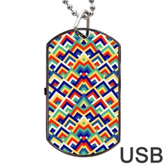 Trendy Chic Modern Chevron Pattern Dog Tag Usb Flash (one Side) by GardenOfOphir