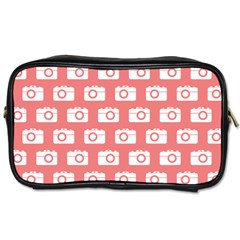 Modern Chic Vector Camera Illustration Pattern Toiletries Bags by GardenOfOphir