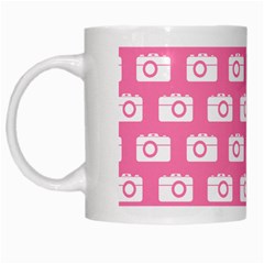 Pink Modern Chic Vector Camera Illustration Pattern White Mugs by GardenOfOphir