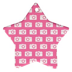 Pink Modern Chic Vector Camera Illustration Pattern Star Ornament (two Sides)  by GardenOfOphir