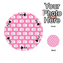 Pink Modern Chic Vector Camera Illustration Pattern Playing Cards 54 (round)  by GardenOfOphir