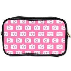 Pink Modern Chic Vector Camera Illustration Pattern Toiletries Bags 2-side by GardenOfOphir