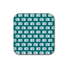 Modern Chic Vector Camera Illustration Pattern Rubber Coaster (square)  by GardenOfOphir