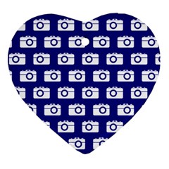 Modern Chic Vector Camera Illustration Pattern Heart Ornament (2 Sides) by GardenOfOphir