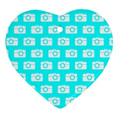 Modern Chic Vector Camera Illustration Pattern Heart Ornament (2 Sides) by GardenOfOphir