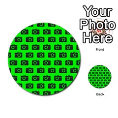 Modern Chic Vector Camera Illustration Pattern Multi-purpose Cards (round) 