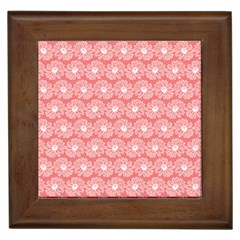 Coral Pink Gerbera Daisy Vector Tile Pattern Framed Tiles