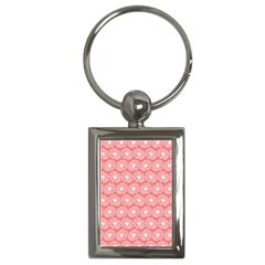 Coral Pink Gerbera Daisy Vector Tile Pattern Key Chains (Rectangle) 