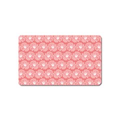 Coral Pink Gerbera Daisy Vector Tile Pattern Magnet (Name Card)