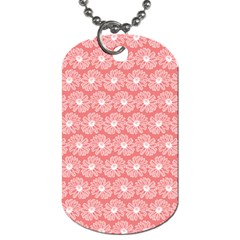 Coral Pink Gerbera Daisy Vector Tile Pattern Dog Tag (Two Sides)