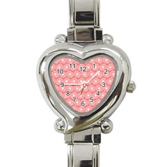 Coral Pink Gerbera Daisy Vector Tile Pattern Heart Italian Charm Watch