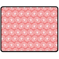 Coral Pink Gerbera Daisy Vector Tile Pattern Double Sided Fleece Blanket (Medium) 