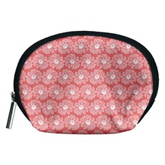 Coral Pink Gerbera Daisy Vector Tile Pattern Accessory Pouches (Medium) 