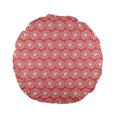 Coral Pink Gerbera Daisy Vector Tile Pattern Standard 15  Premium Flano Round Cushions