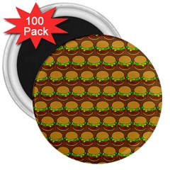 Burger Snadwich Food Tile Pattern 3  Magnets (100 pack)