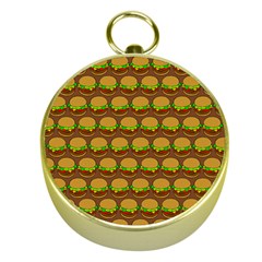 Burger Snadwich Food Tile Pattern Gold Compasses
