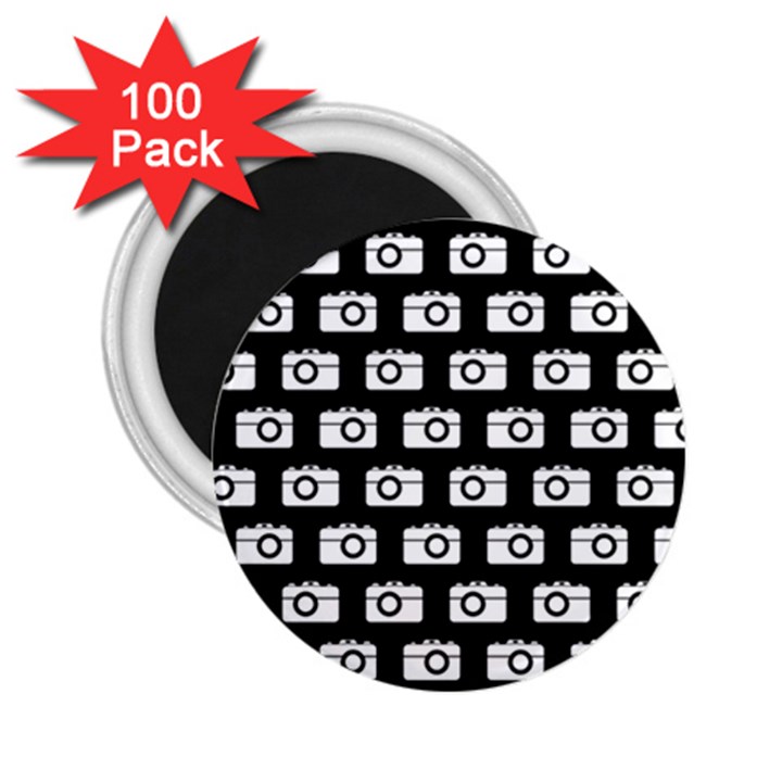 Modern Chic Vector Camera Illustration Pattern 2.25  Magnets (100 pack) 