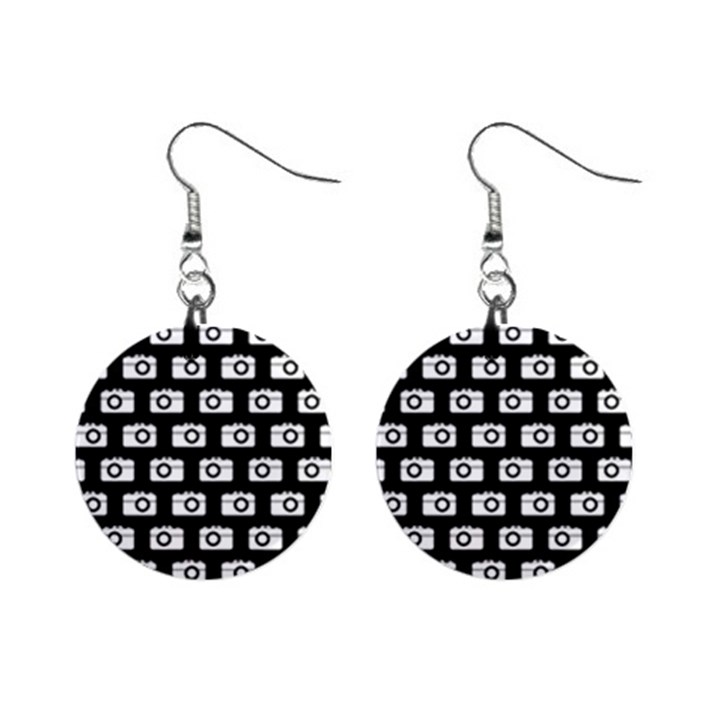 Modern Chic Vector Camera Illustration Pattern Mini Button Earrings