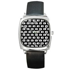 Modern Chic Vector Camera Illustration Pattern Square Metal Watches