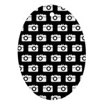 Modern Chic Vector Camera Illustration Pattern Oval Ornament (Two Sides) Back