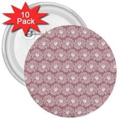 Gerbera Daisy Vector Tile Pattern 3  Buttons (10 Pack)  by GardenOfOphir