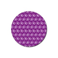Gerbera Daisy Vector Tile Pattern Rubber Round Coaster (4 Pack)  by GardenOfOphir