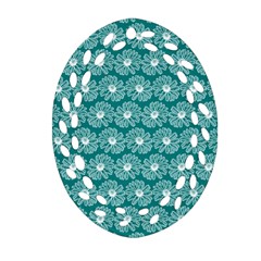 Gerbera Daisy Vector Tile Pattern Oval Filigree Ornament (2-side)  by GardenOfOphir