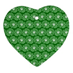 Gerbera Daisy Vector Tile Pattern Heart Ornament (2 Sides) by GardenOfOphir