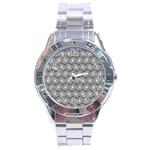 Gerbera Daisy Vector Tile Pattern Stainless Steel Men s Watch Front