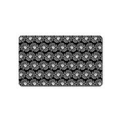 Black And White Gerbera Daisy Vector Tile Pattern Magnet (name Card) by GardenOfOphir