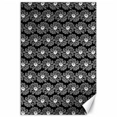 Black And White Gerbera Daisy Vector Tile Pattern Canvas 24  X 36  by GardenOfOphir