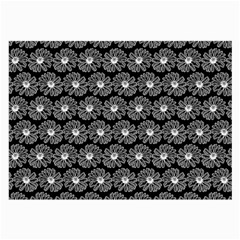 Black And White Gerbera Daisy Vector Tile Pattern Large Glasses Cloth by GardenOfOphir