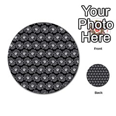 Black And White Gerbera Daisy Vector Tile Pattern Multi-purpose Cards (round) 