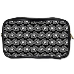 Black And White Gerbera Daisy Vector Tile Pattern Toiletries Bags 2-side by GardenOfOphir